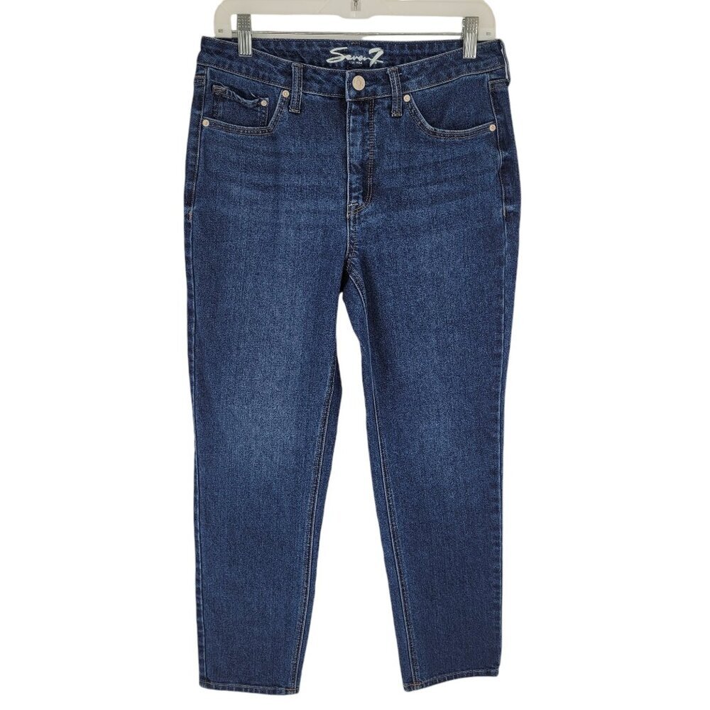Seven7 womens 6 birch blue darker wash denim slim straight jeans MY10158DE